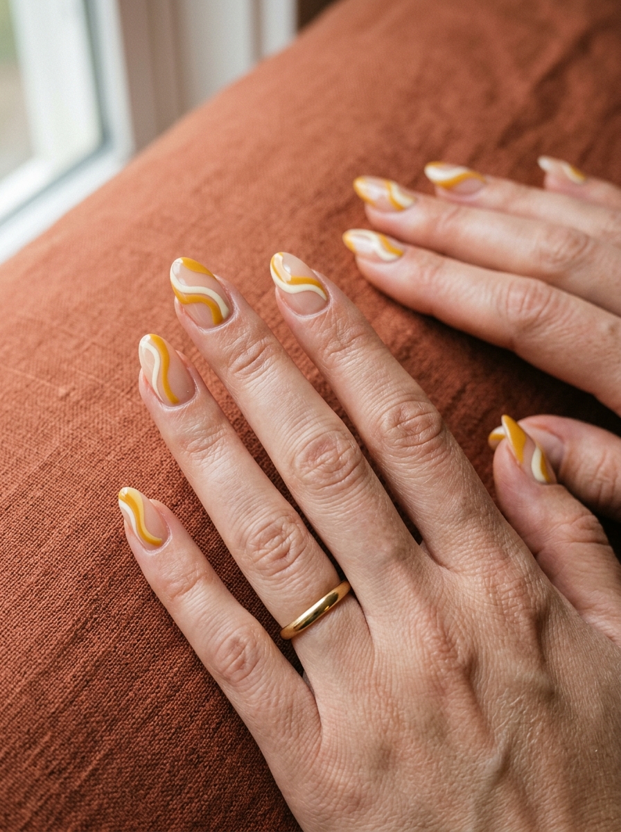 Gelbe Swirl Nails